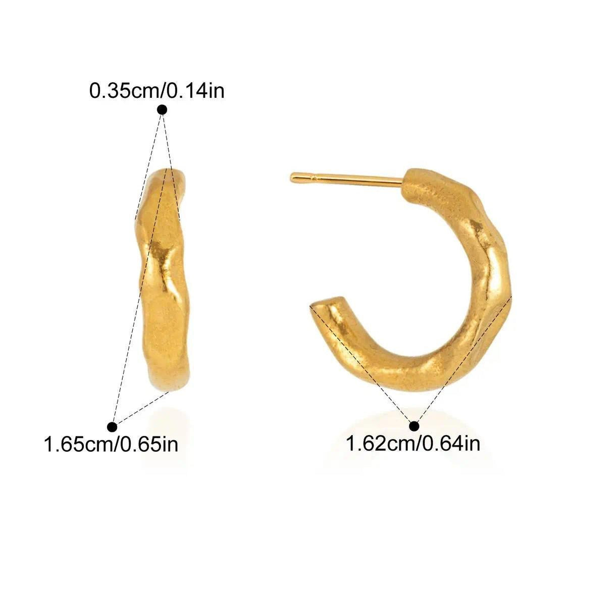 Hammered Chunky Earrings — Hammered Organic Hoop · Gold