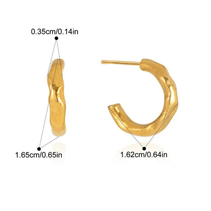Hammered Chunky Earrings — Hammered Organic Hoop · Gold