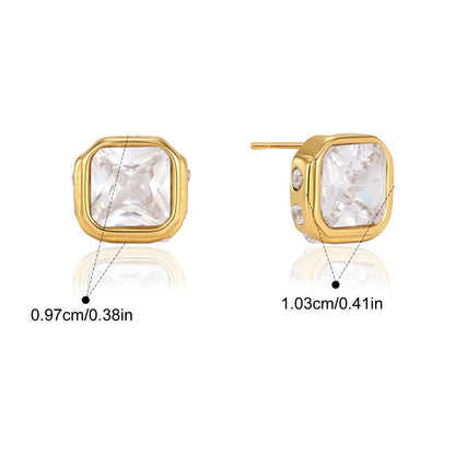 Multi-Shape Stud Earrings — Cushion Cut Square Stud · Gold