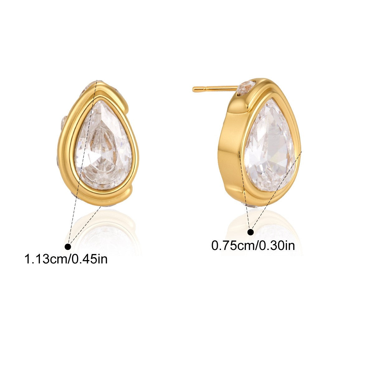 Multi-Shape Stud Earrings — Pear Cut Teardrop Stud · Gold