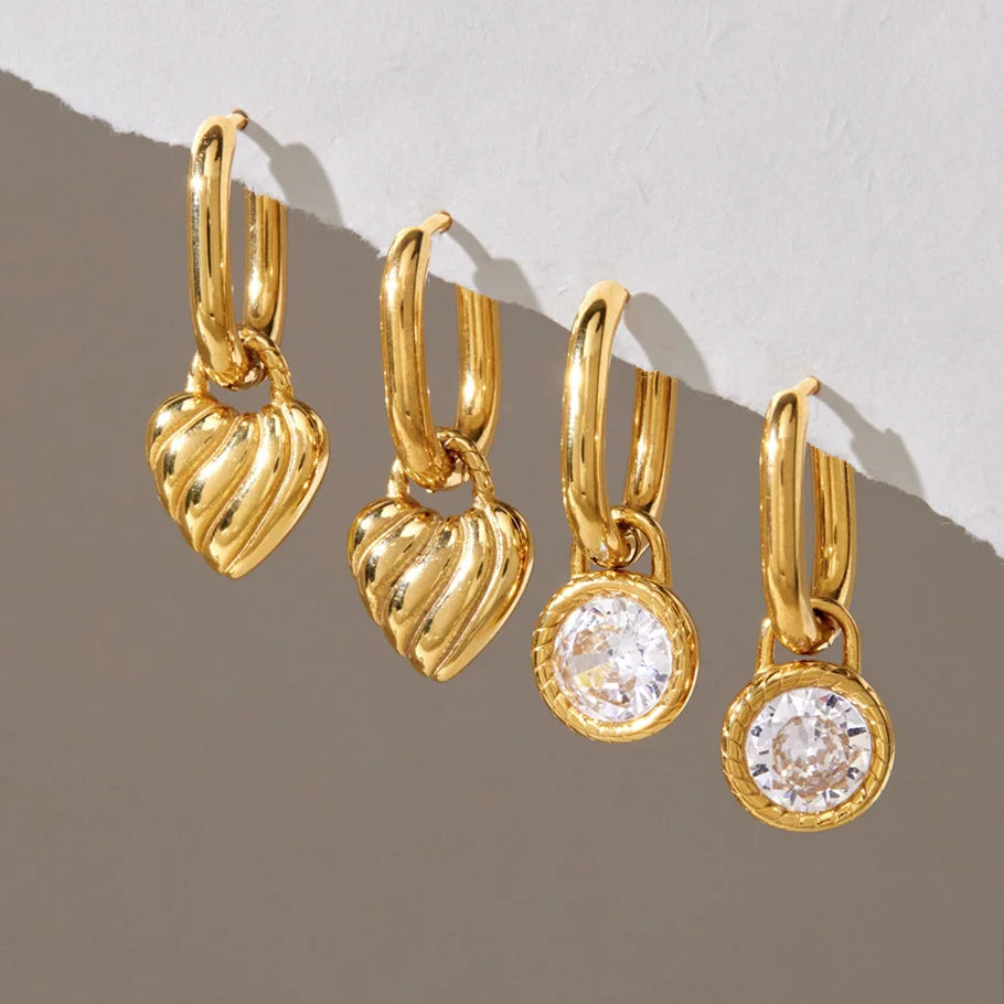 Twisted CZ Heart Drop Earrings