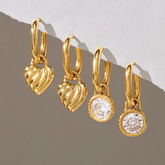 Twisted CZ Heart Drop Earrings