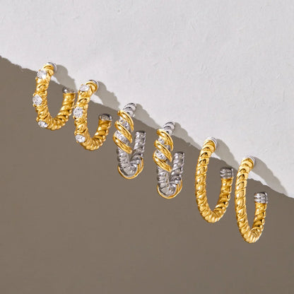 Chunky Two Tone Spiral Hoop Earrings