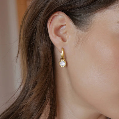 Twisted CZ Heart Drop Earrings — view 3