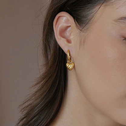 Twisted CZ Heart Drop Earrings — view 2
