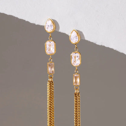 Pearl Tassel Drop Earrings — view 4
