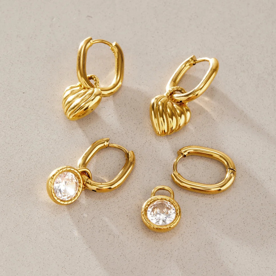 Twisted CZ Heart Drop Earrings — view 4