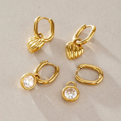 Twisted CZ Heart Drop Earrings — view 4