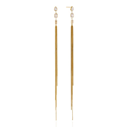 Pearl Tassel Drop Earrings — view 5