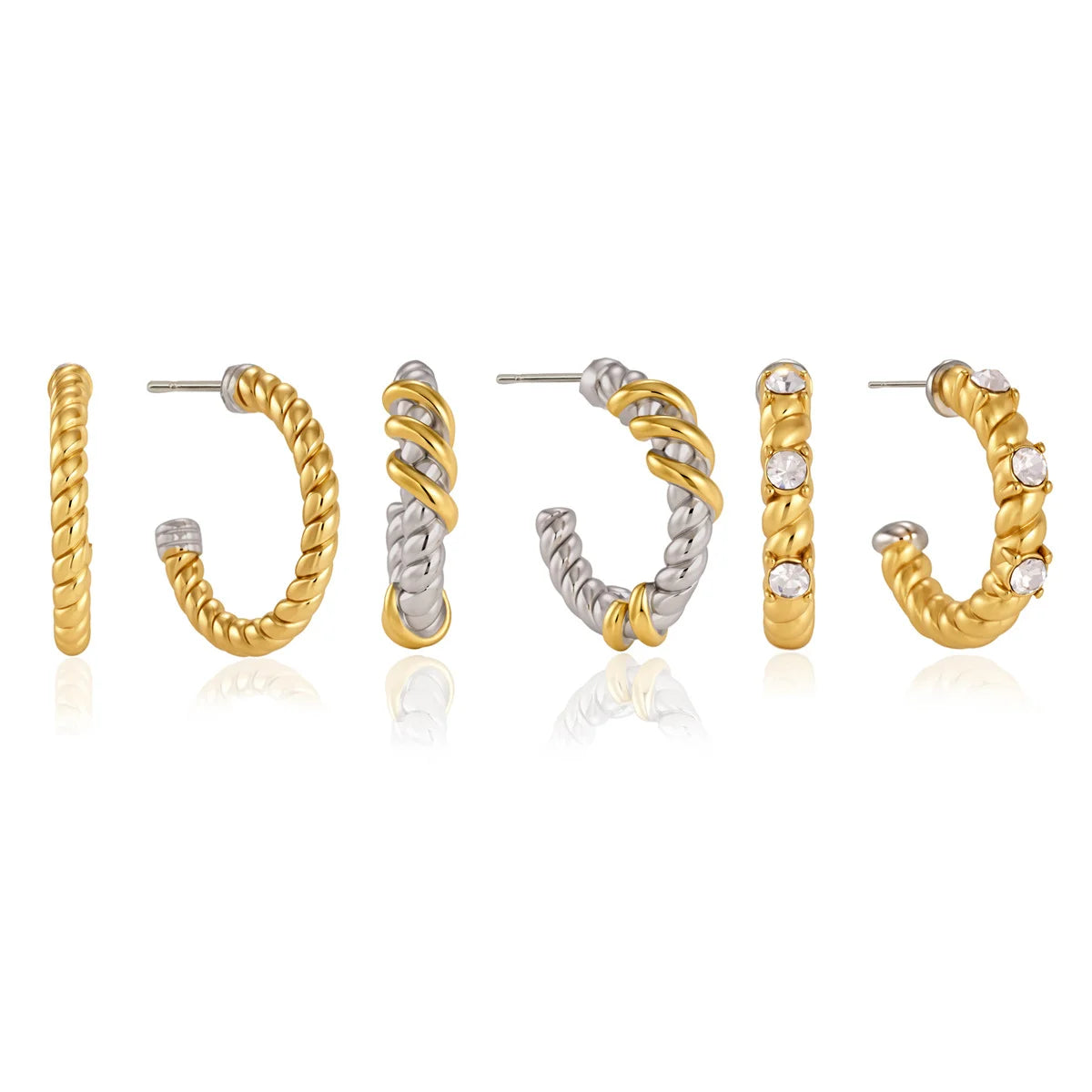 Chunky Two Tone Spiral Hoop Earrings — view 5