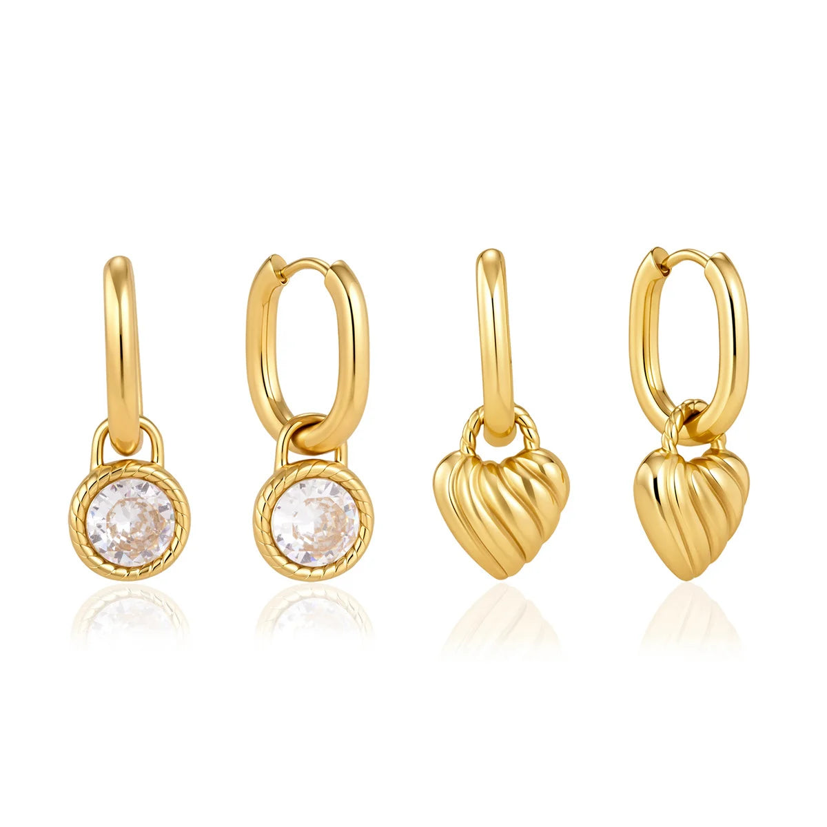 Twisted CZ Heart Drop Earrings — view 5