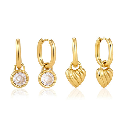 Twisted CZ Heart Drop Earrings — view 5