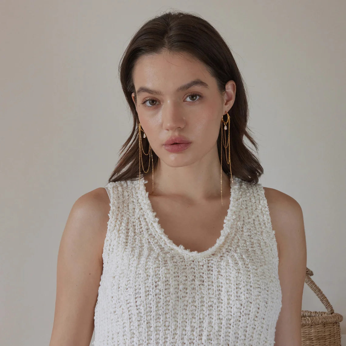 Dangling Chain Hoop Earrings — view 4