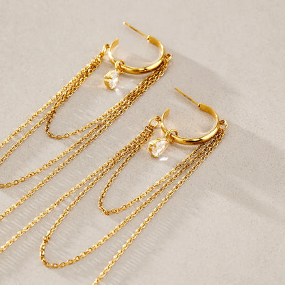 Dangling Chain Hoop Earrings