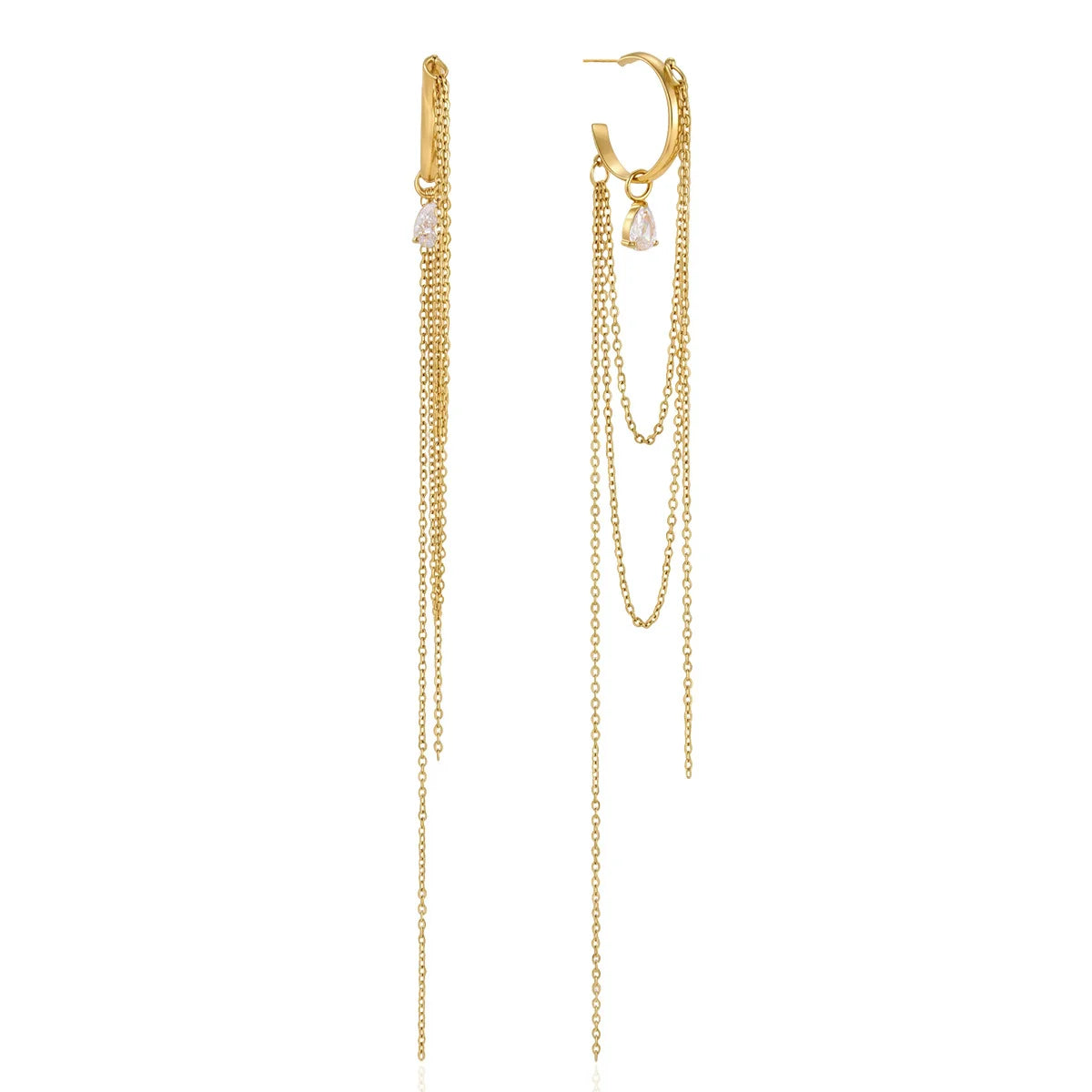 Dangling Chain Hoop Earrings — view 5