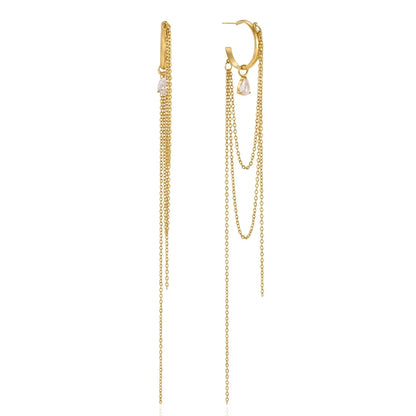 Dangling Chain Hoop Earrings — view 5