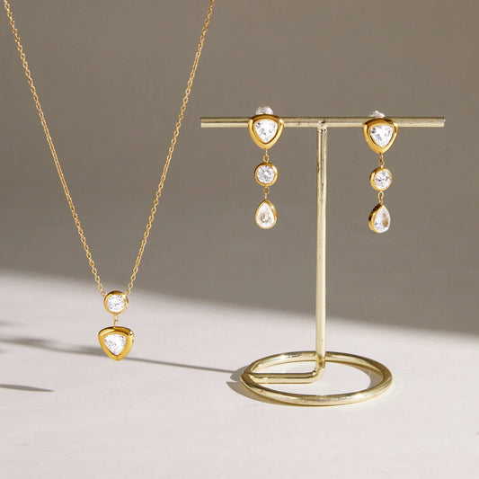 Round Trillion Necklace and Earring Set