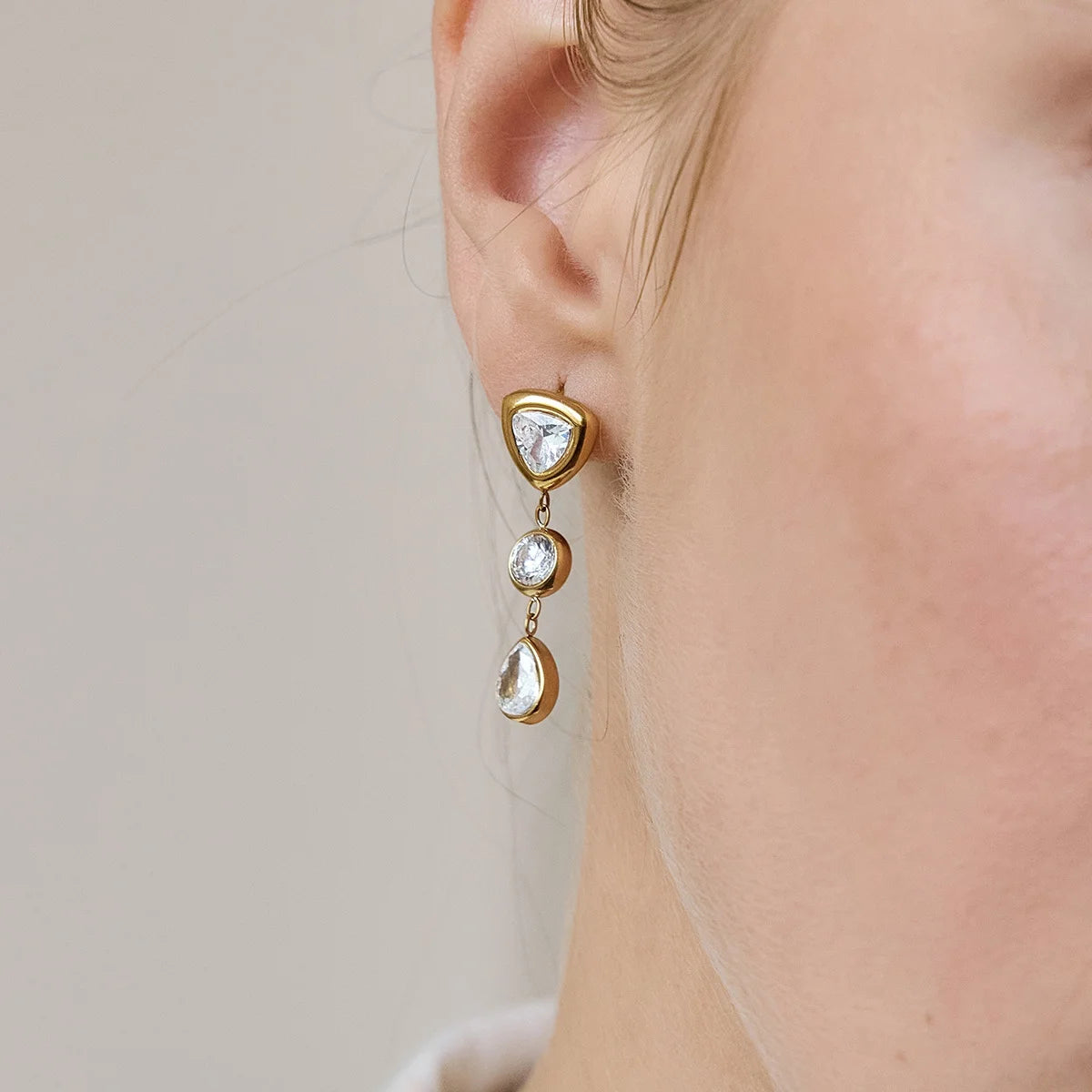 Round Trillion Necklace and Earring Set — view 4