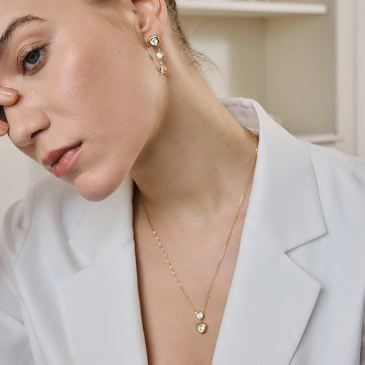 Round Trillion Necklace and Earring Set — view 2