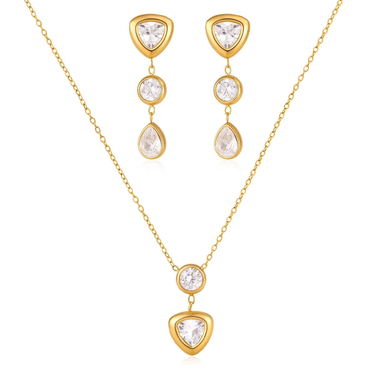 Round Trillion Necklace and Earring Set — view 5