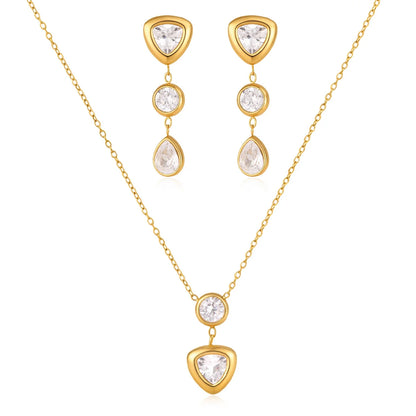 Round Trillion Necklace and Earring Set — view 5
