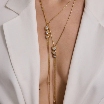Geometric Trio Lariat Slideable Necklace — view 2