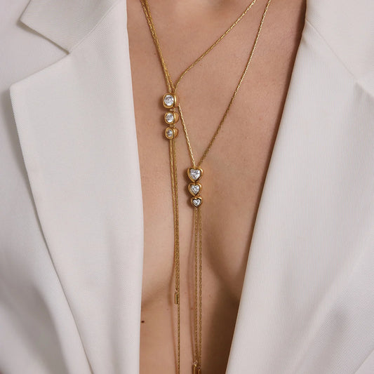 Geometric Trio Lariat Slideable Necklace — view 2
