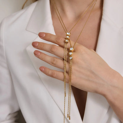 Geometric Trio Lariat Slideable Necklace — view 3