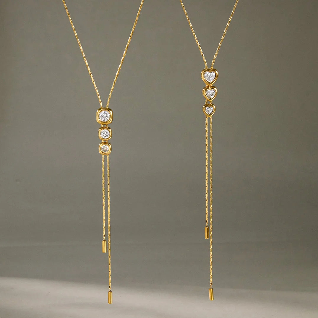 Geometric Trio Lariat Slideable Necklace