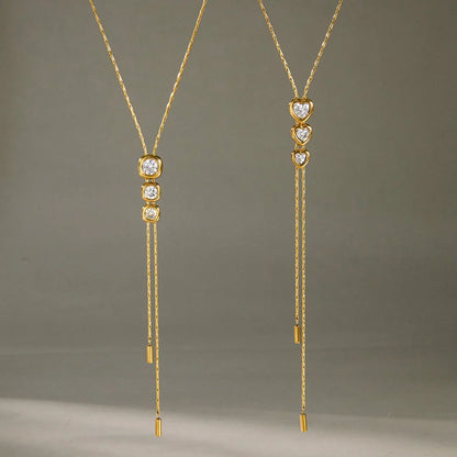 Geometric Trio Lariat Slideable Necklace