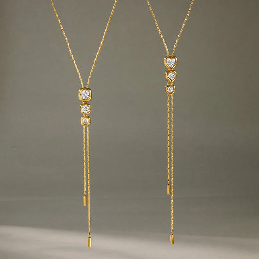 Geometric Trio Lariat Slideable Necklace
