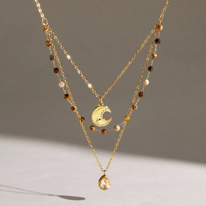 Moon Teardrop Beaded Necklace