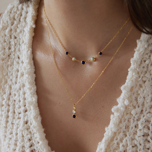 Cool Blue Lapis Lazuli Opalescent Necklace — view 2