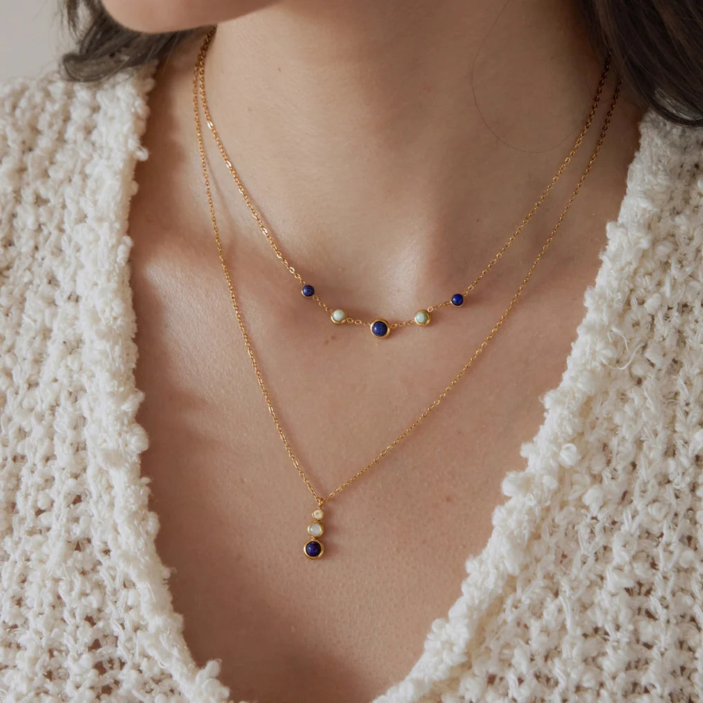 Cool Blue Lapis Lazuli Opalescent Necklace — view 3