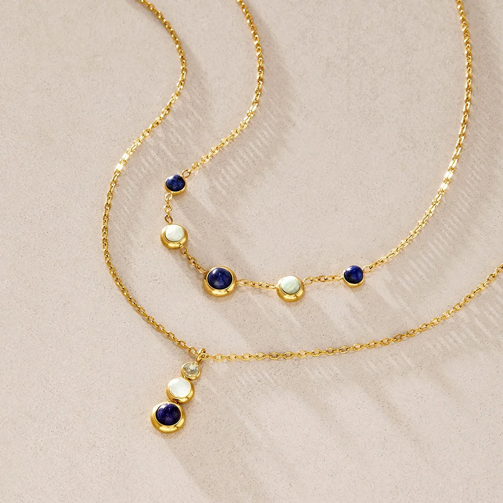 Cool Blue Lapis Lazuli Opalescent Necklace — view 4