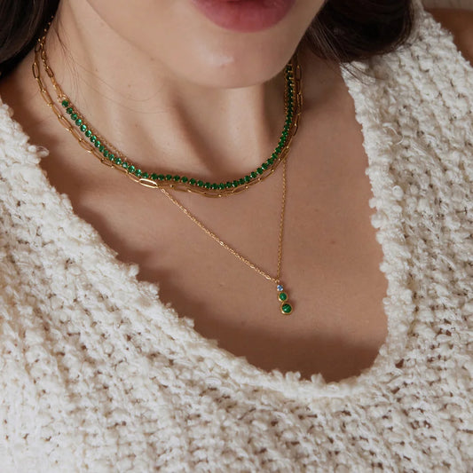 Triple Stone Pendant Necklace — view 2