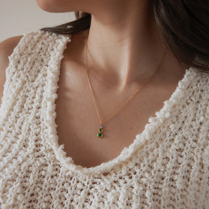Triple Stone Pendant Necklace — view 3