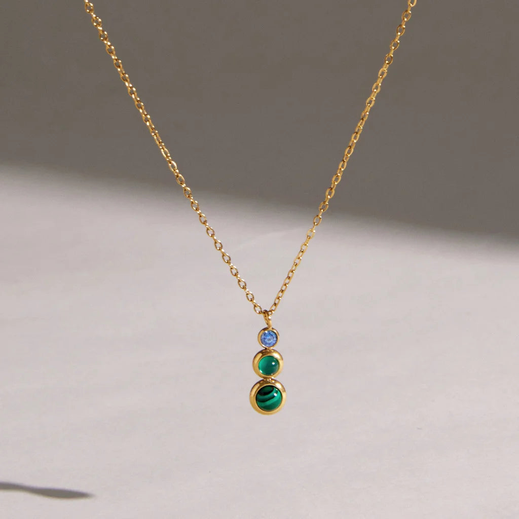 Triple Stone Pendant Necklace