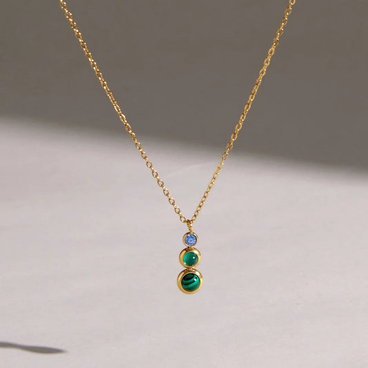Triple Stone Pendant Necklace