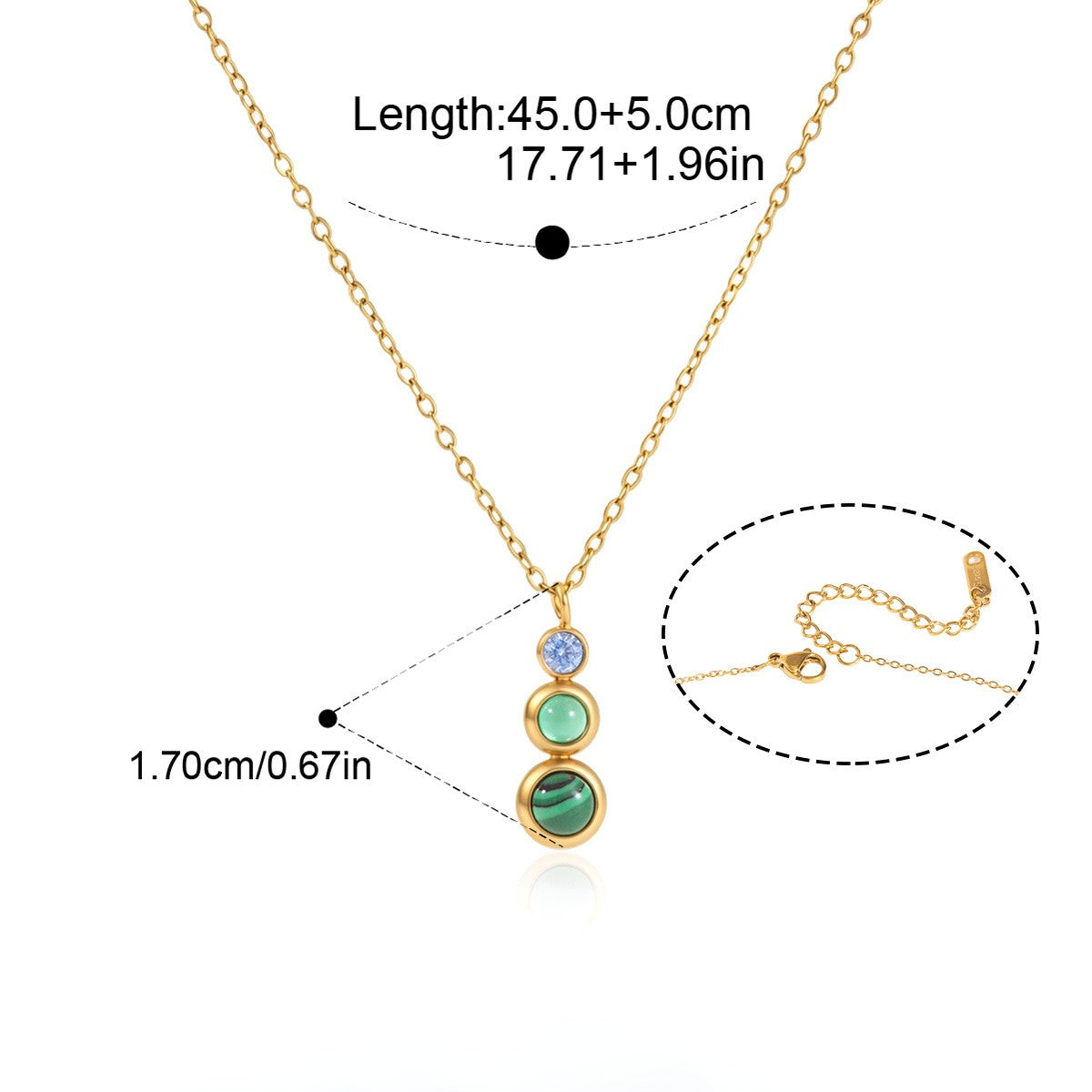 Triple Stone Pendant Necklace — Triple Stone Pendant · Gold