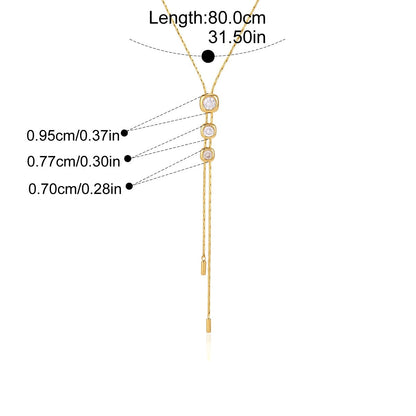 Geometric Trio Lariat Slideable Necklace — Square Trio Lariat · Gold