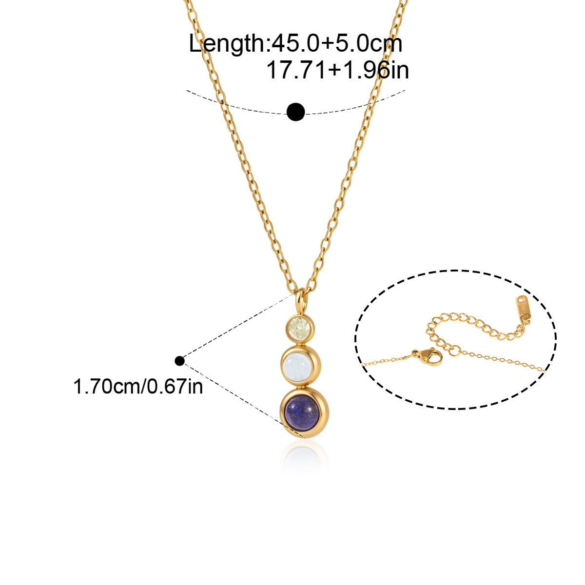 Cool Blue Lapis Lazuli Opalescent Necklace — Triple Drop Pendant · Gold
