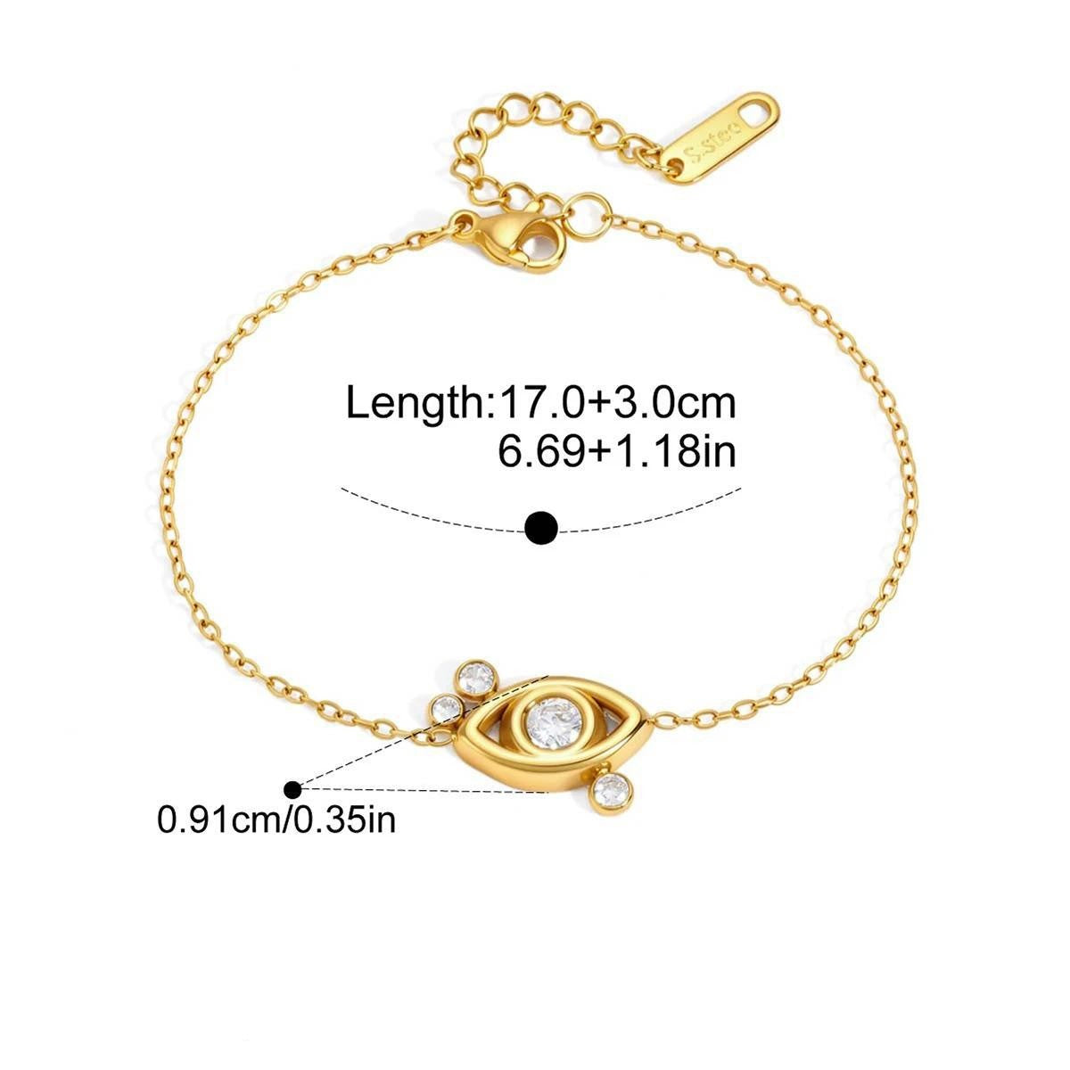 Minimal CZ Bracelet — Evil Eye CZ · Gold
