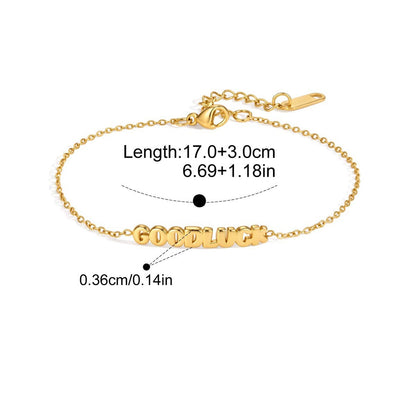 Minimal CZ Bracelet — Good Luck Letter · Gold