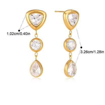 Round Trillion Necklace and Earring Set — Trillion Round Dangle Earrings · Gold