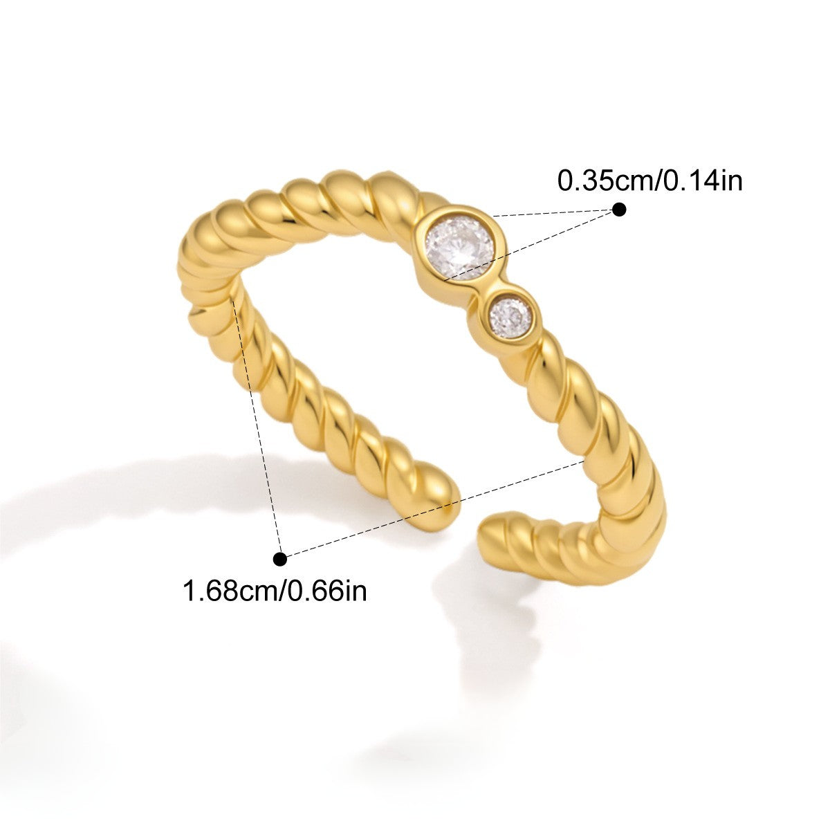 Twisted Vintage Chunky Ring — Twisted Double Stone · Gold
