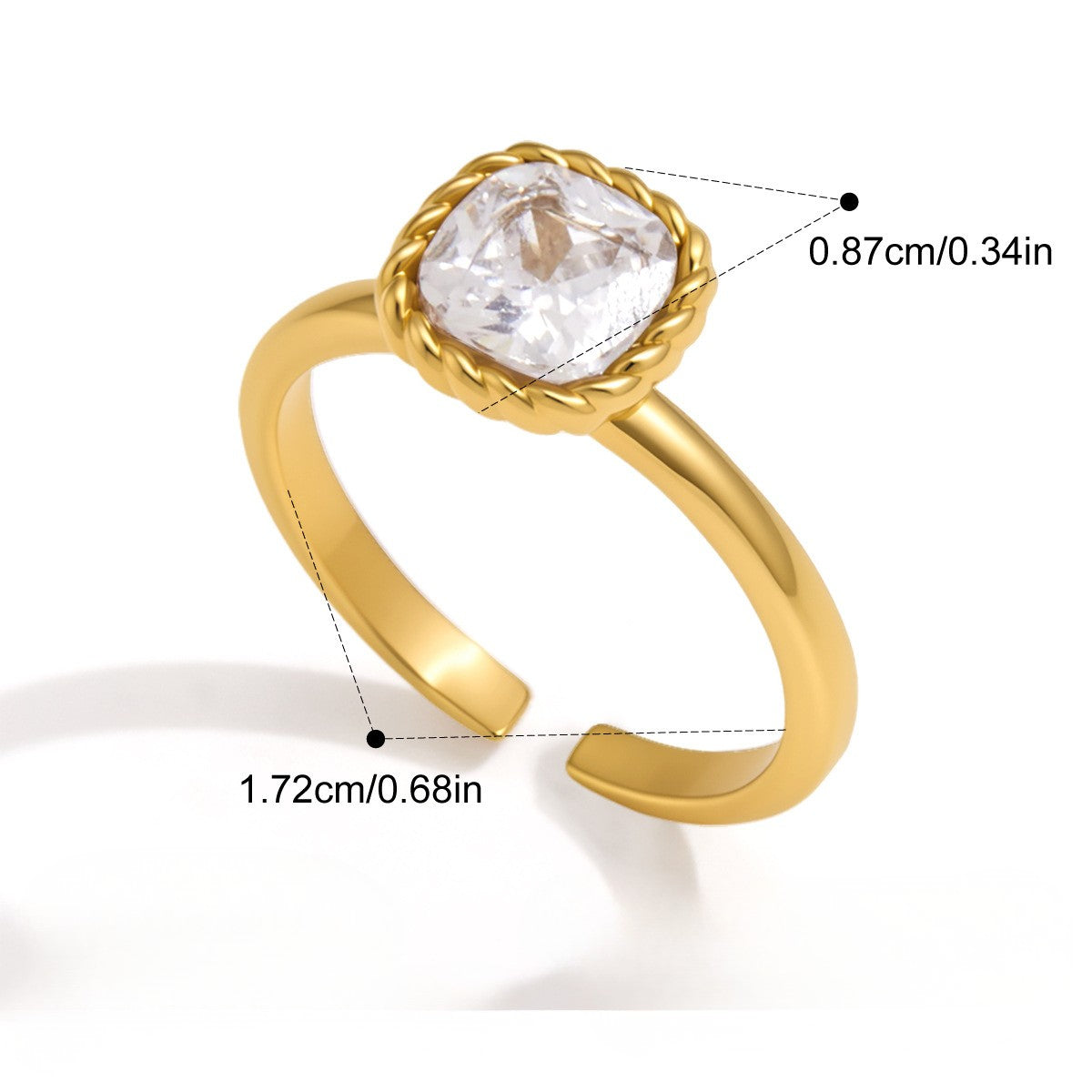 Twisted Vintage Chunky Ring — Cushion Rope Bezel · Gold