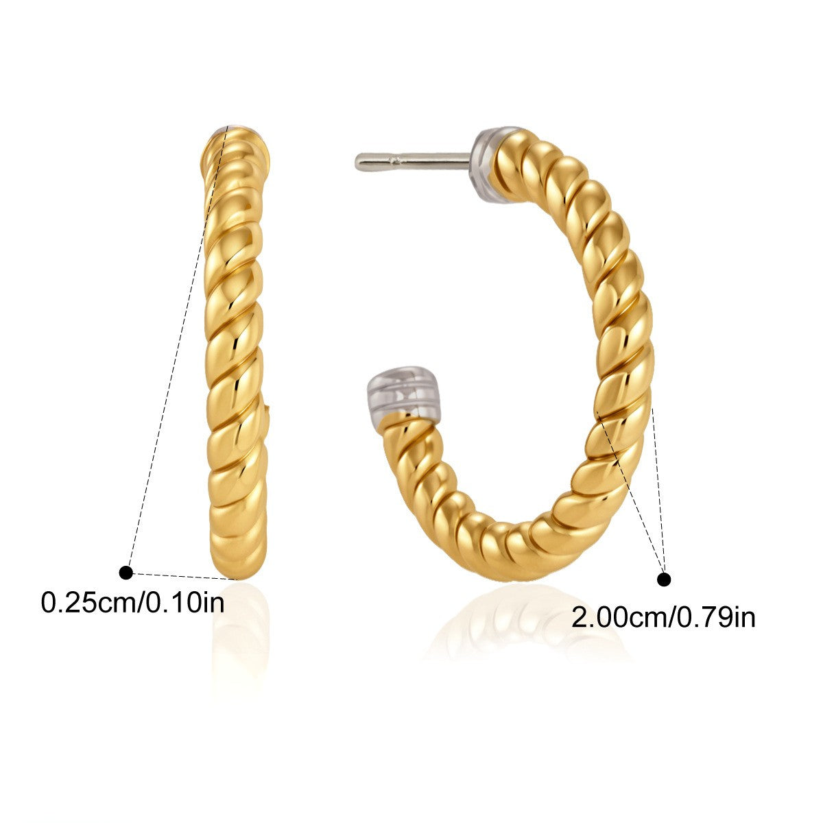 Chunky Two Tone Spiral Hoop Earrings — Twisted Rope Hoop · Gold
