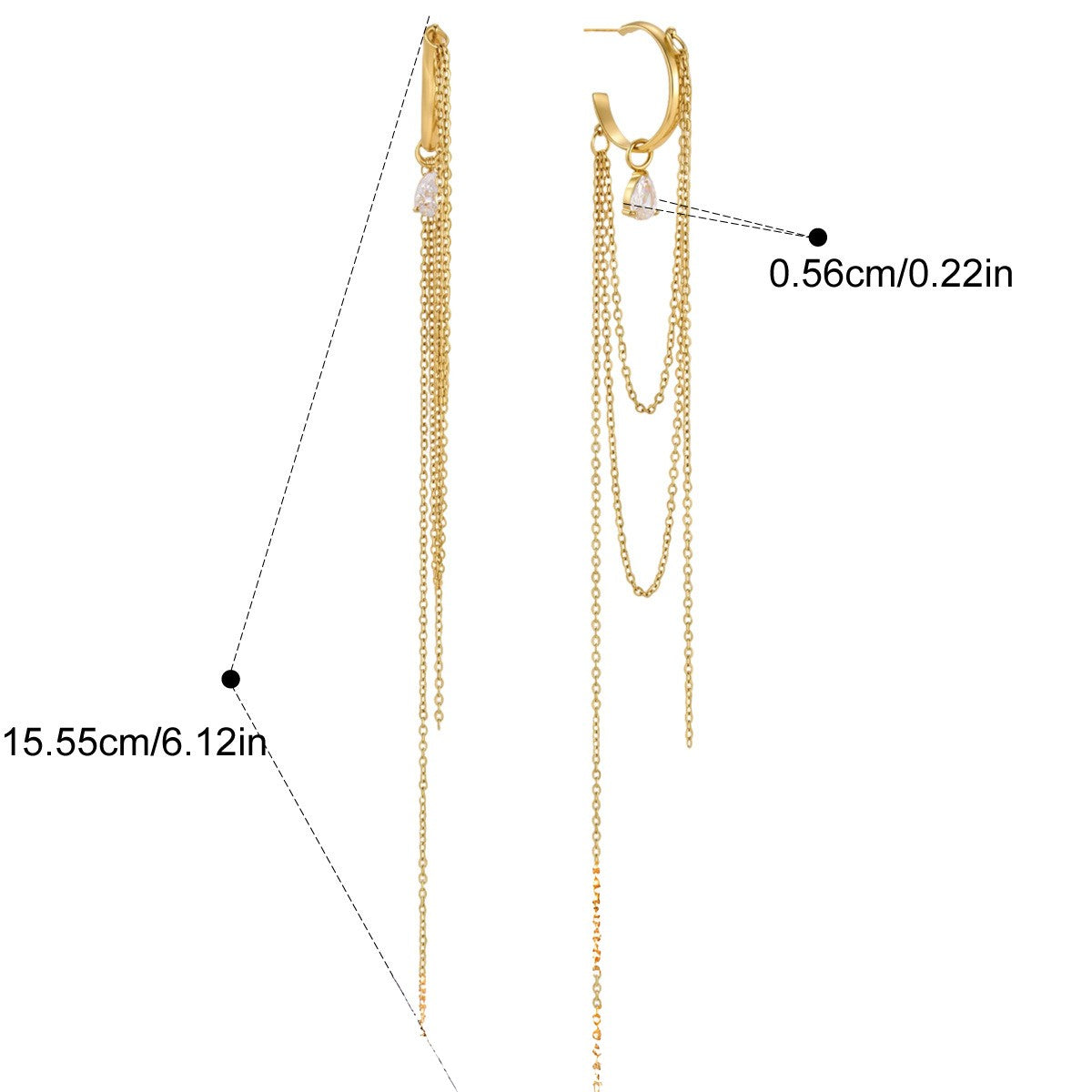 Dangling Chain Hoop Earrings — Dangling Chain Hoop Earrings · Gold