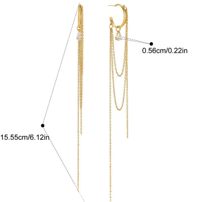 Dangling Chain Hoop Earrings — Dangling Chain Hoop Earrings · Gold